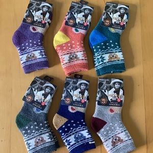 Toddler Girls Wool Angora socks 6 pack Med